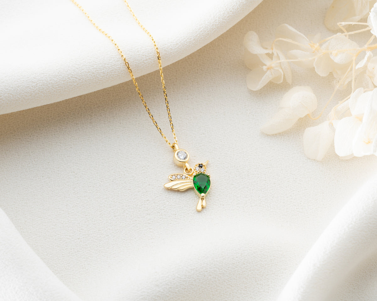 Hummingbird Birthstone Pendant Necklace