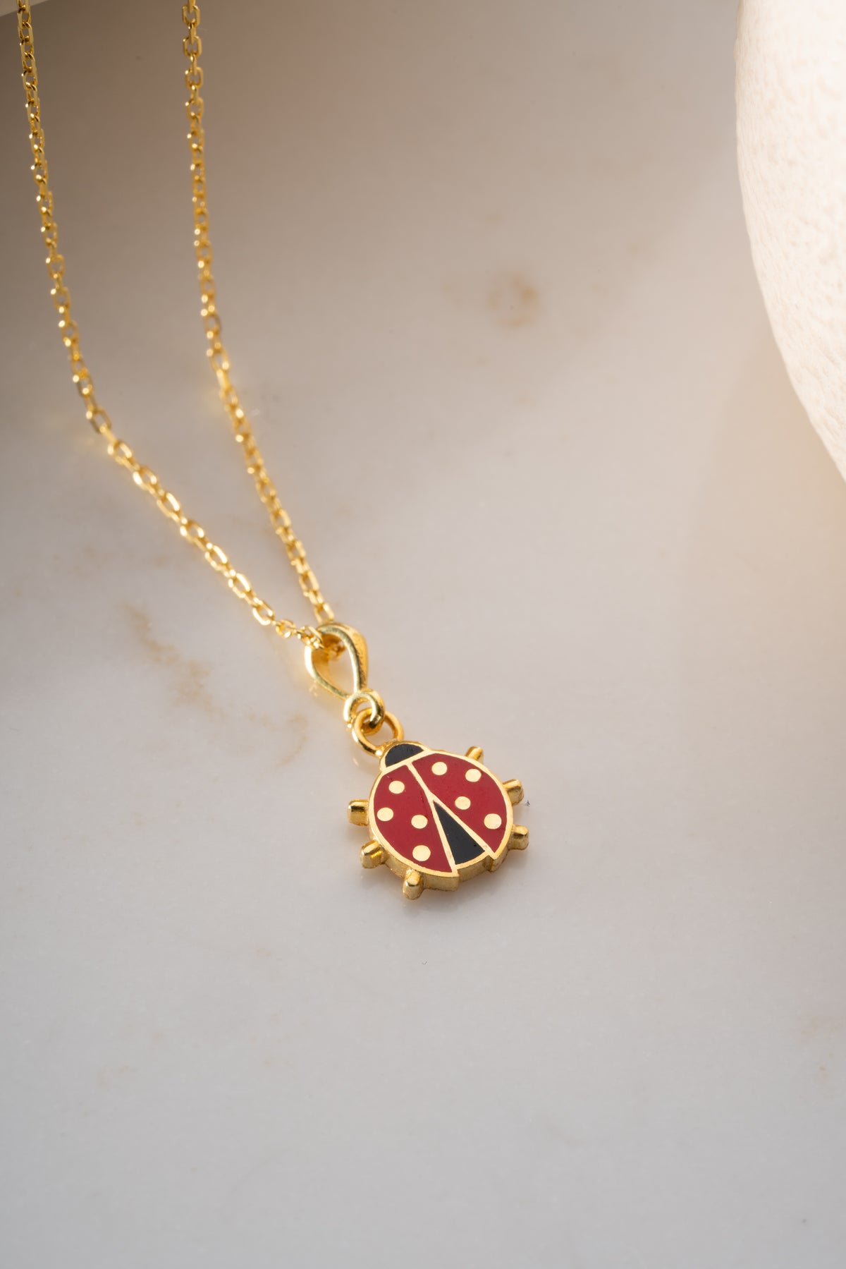 Red Enamel Ladybug Pendant Necklace