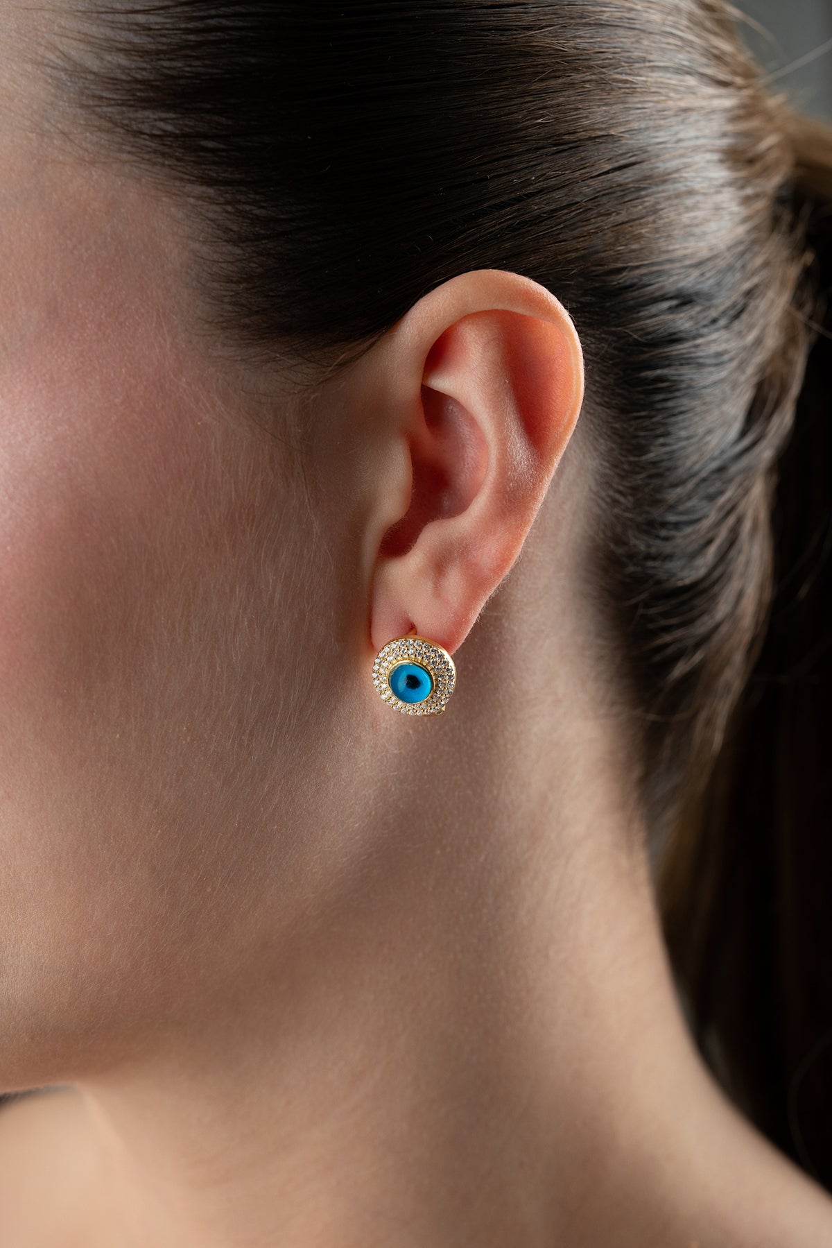 Evil Eye Halo Clip Earrings