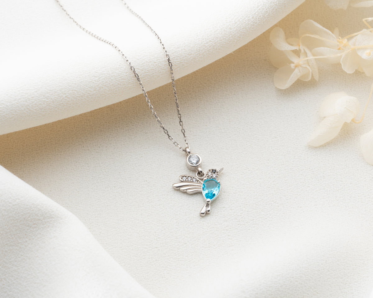Hummingbird Birthstone Pendant Necklace