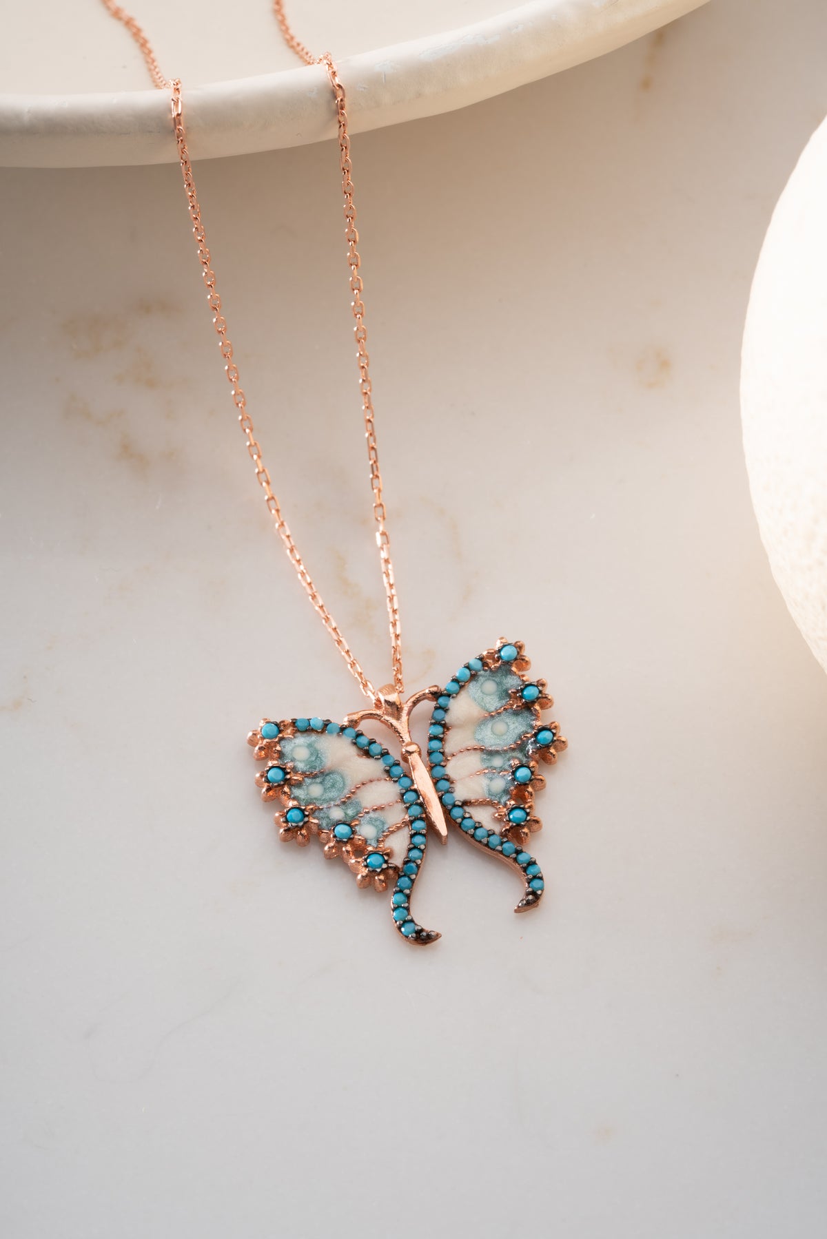 Turquoise Butterfly Pendant Necklace