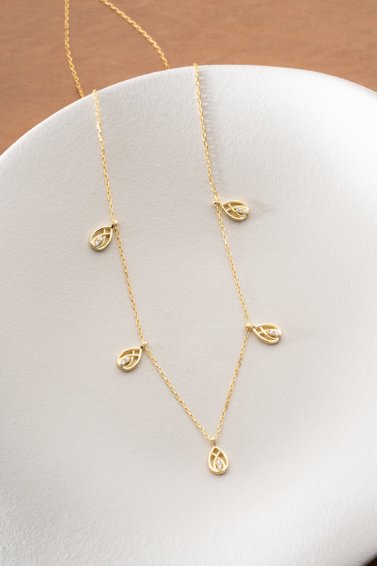 Woven Droplet Charm Necklace