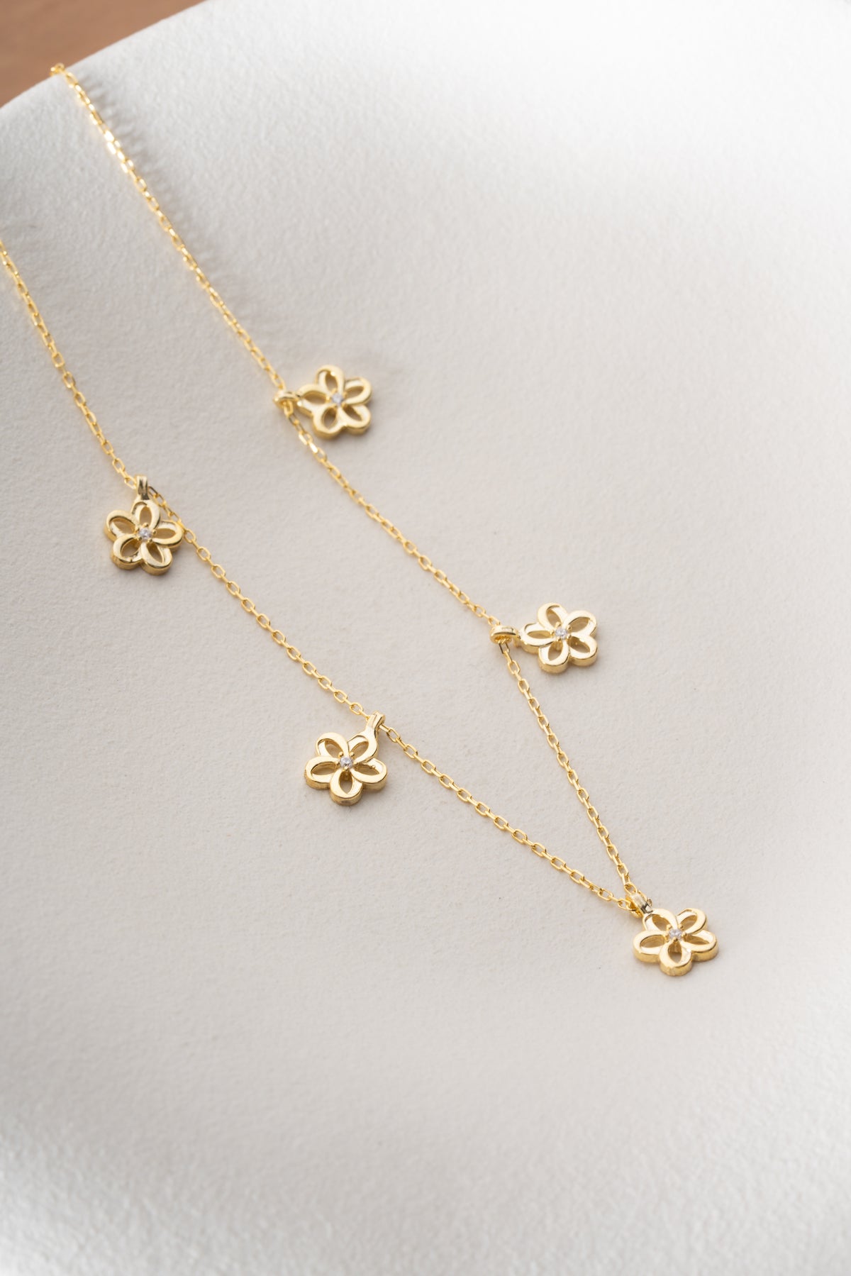 Flower Station Necklace in Gold