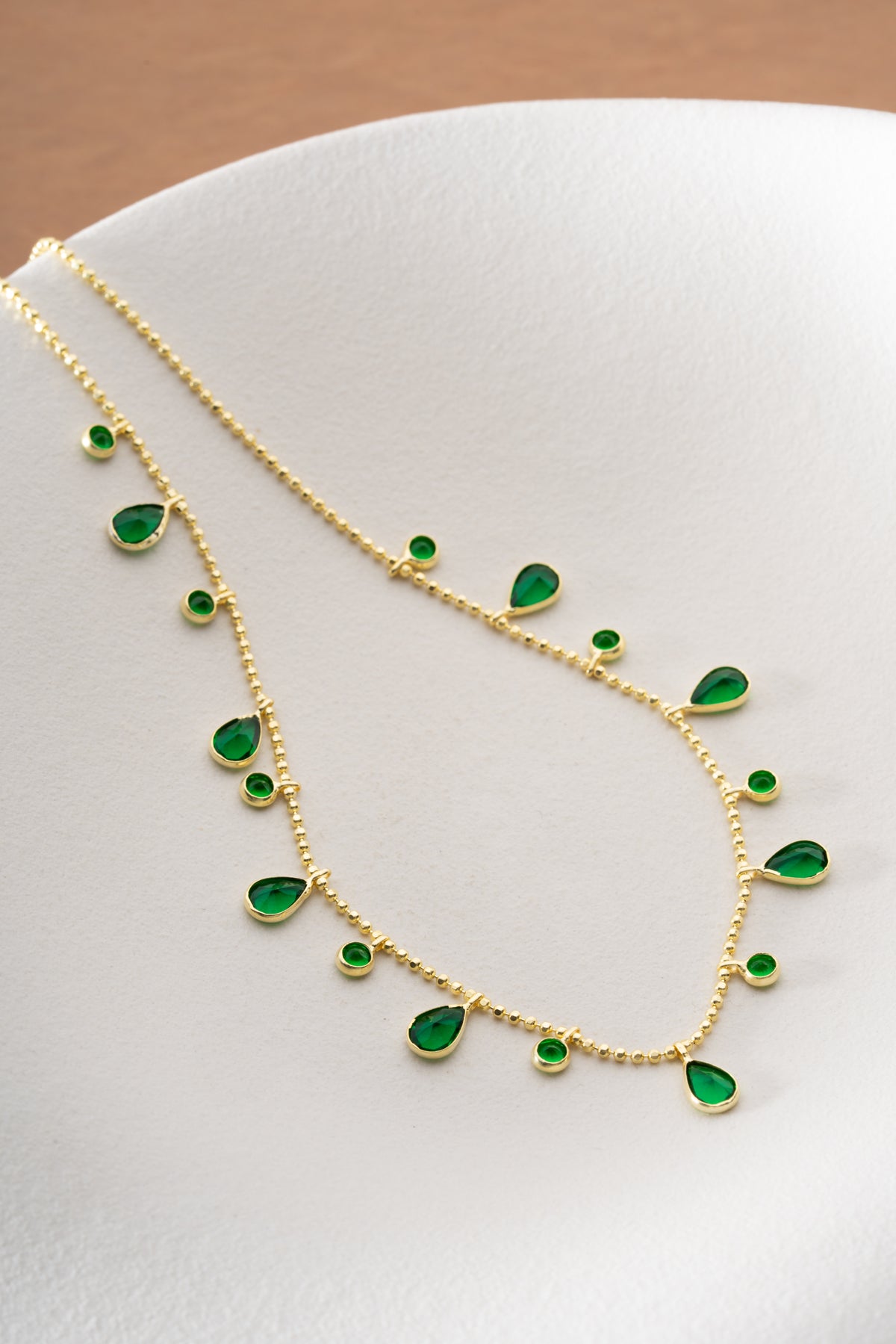 Emerald Teardrop Fringe Necklace