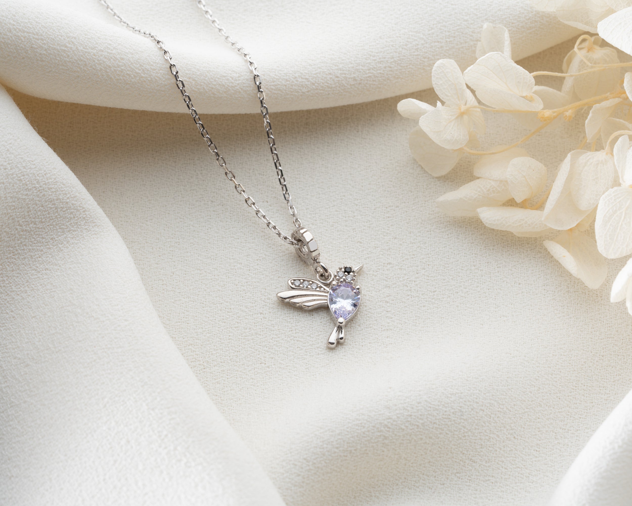 Custom Birthstone Hummingbird Necklace