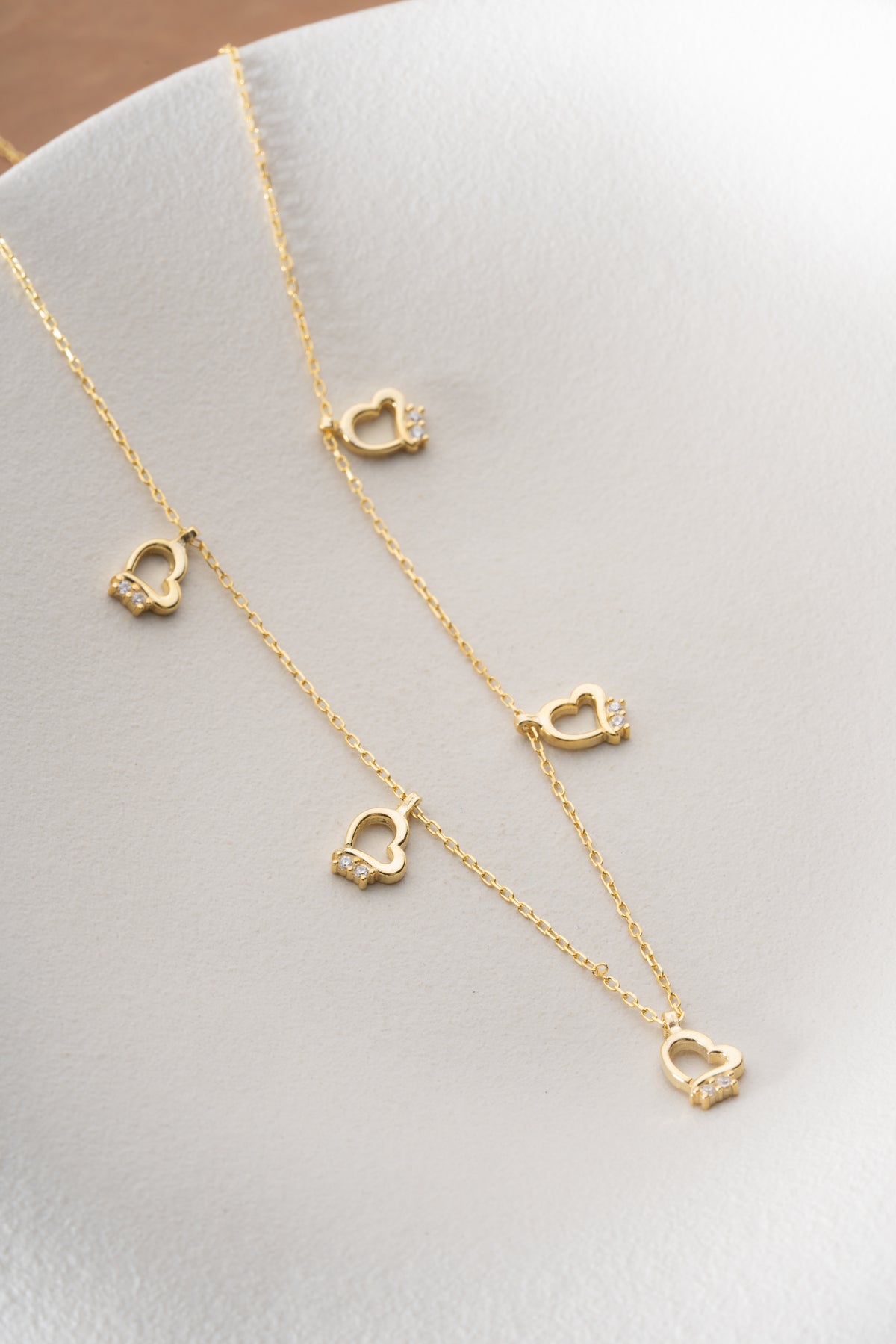 Dainty Heart Charm Station Necklace
