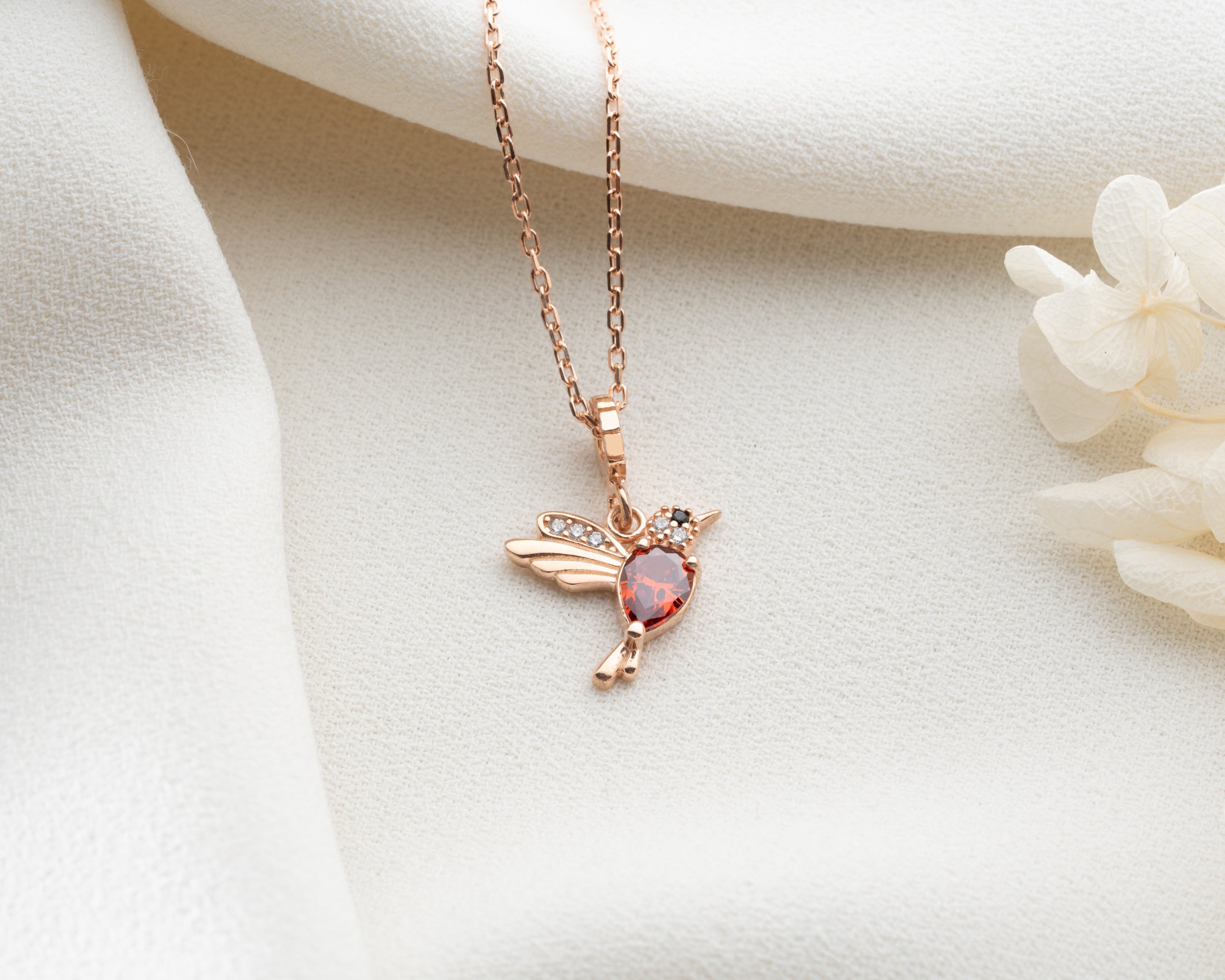Custom Birthstone Hummingbird Necklace