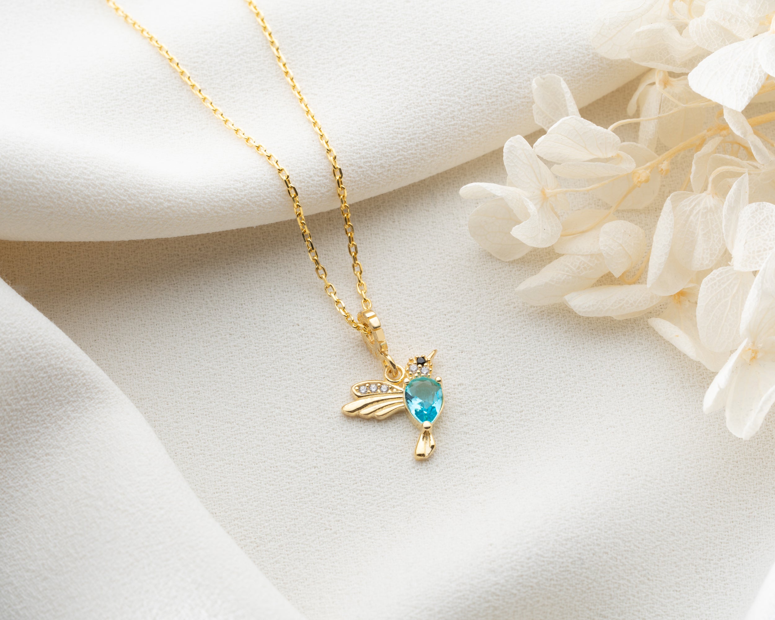 Custom Birthstone Hummingbird Necklace