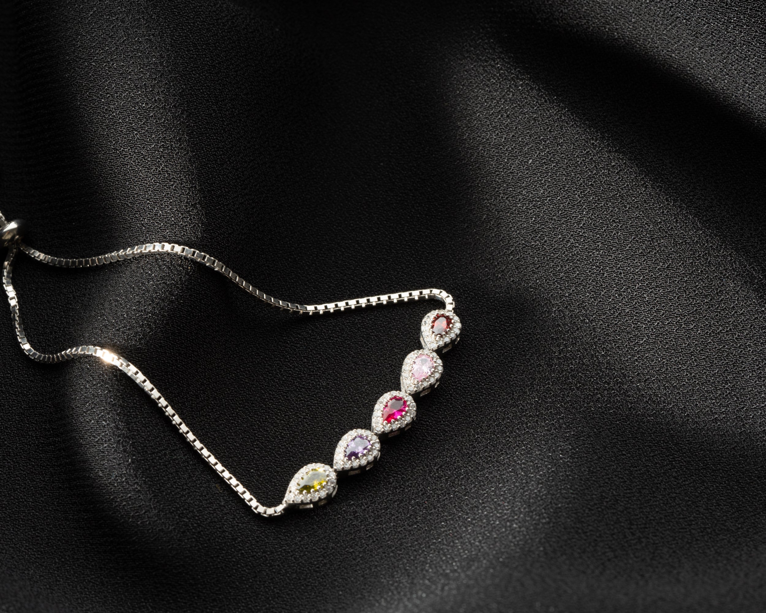 Custom Teardrop Birthstone Family Bracelet