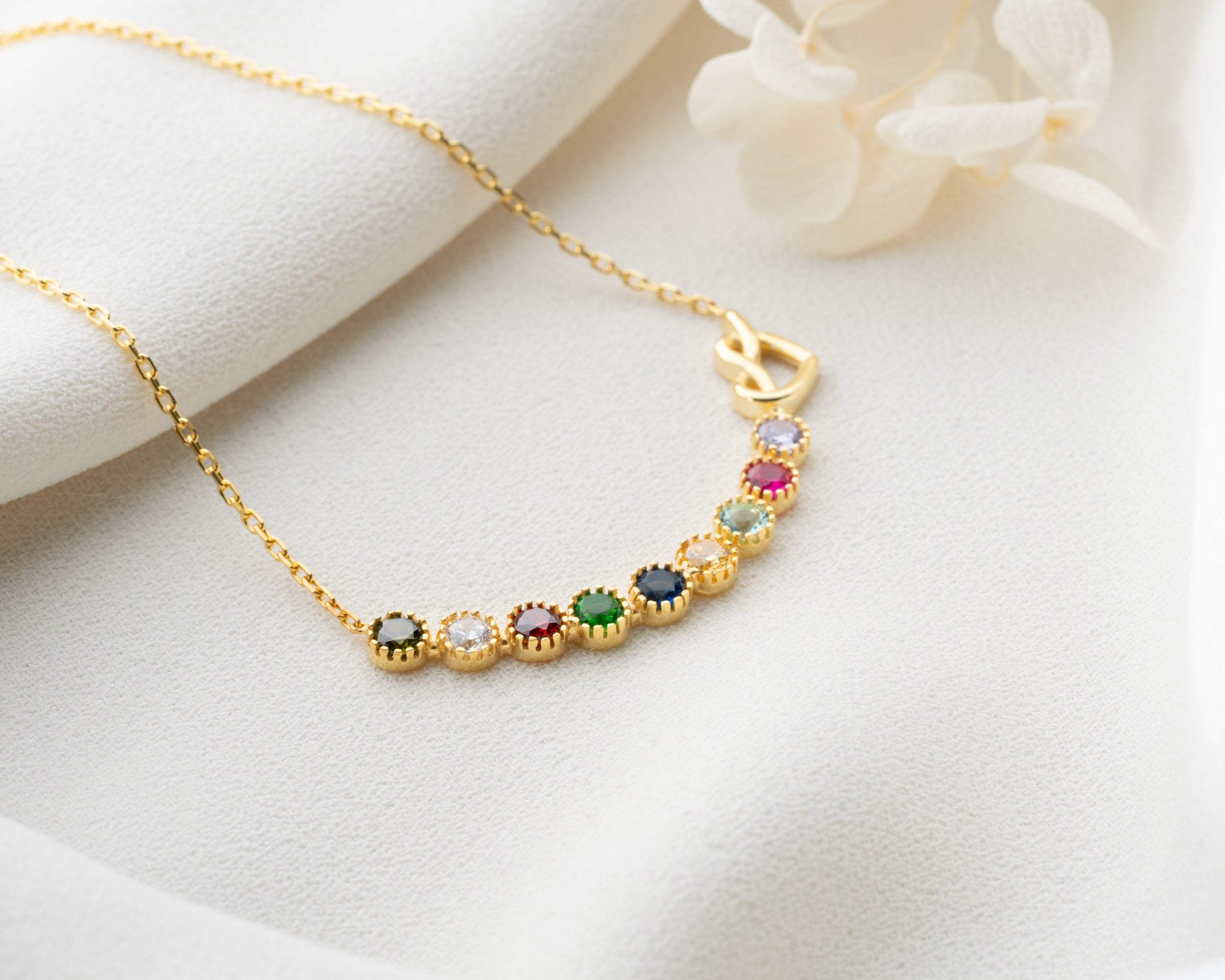 Custom Heart Knot Birthstone Necklace