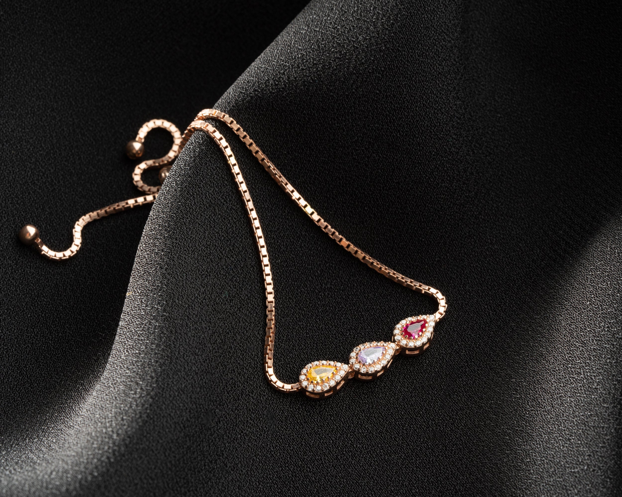 Custom Teardrop Birthstone Family Bracelet
