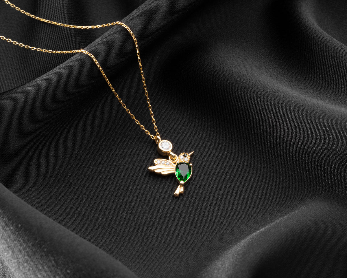 Hummingbird Birthstone Pendant Necklace