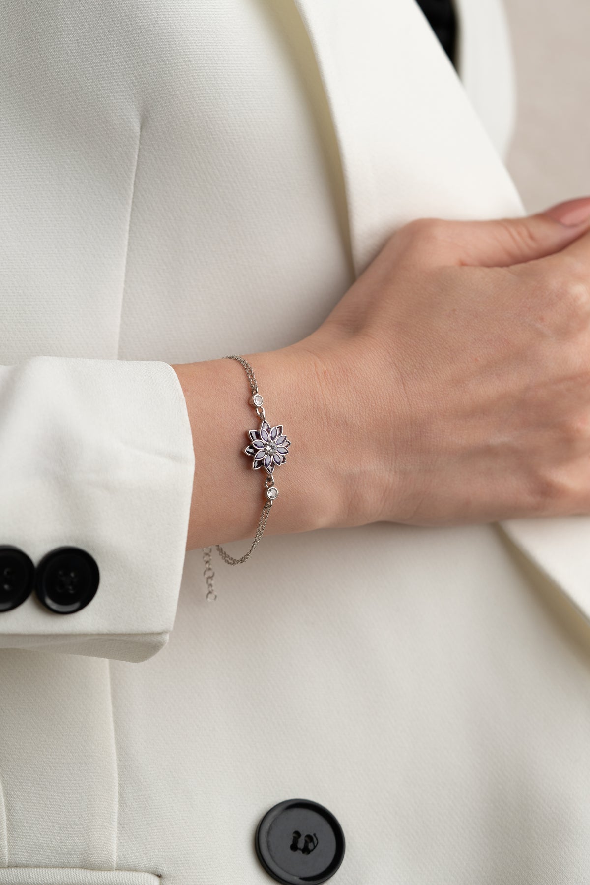 Lavender Flower Charm Bracelet