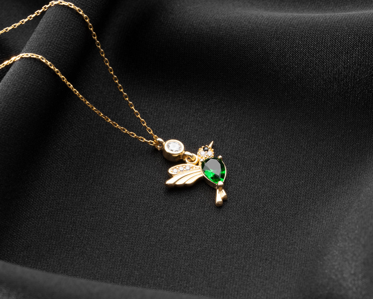 Hummingbird Birthstone Pendant Necklace