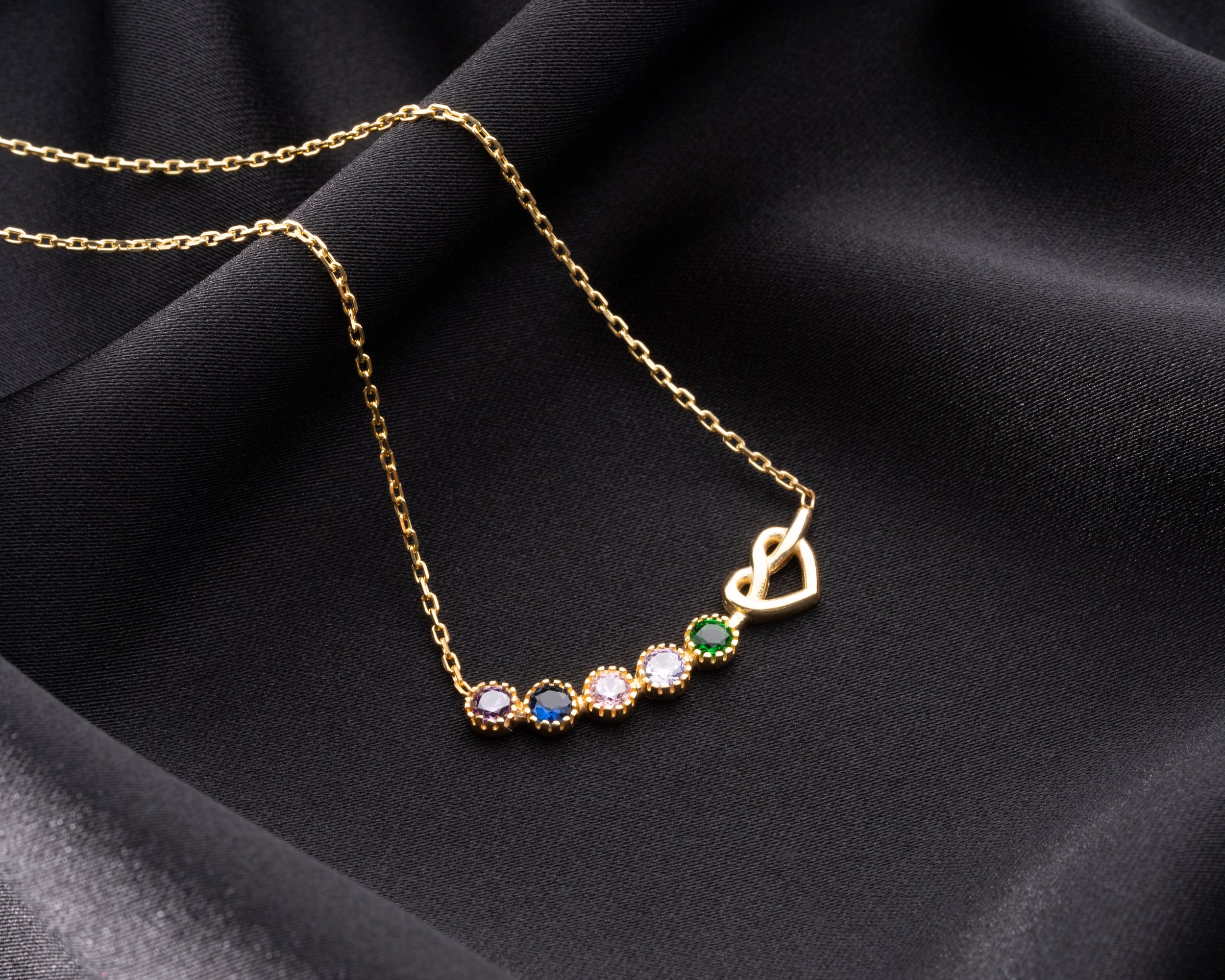 Custom Heart Knot Birthstone Necklace