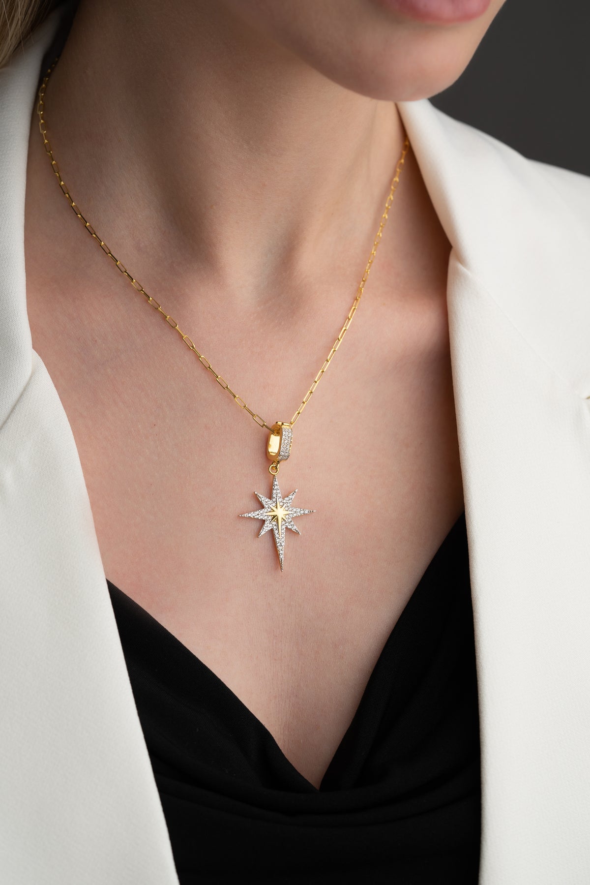 North Star Pendant Necklace in Gold