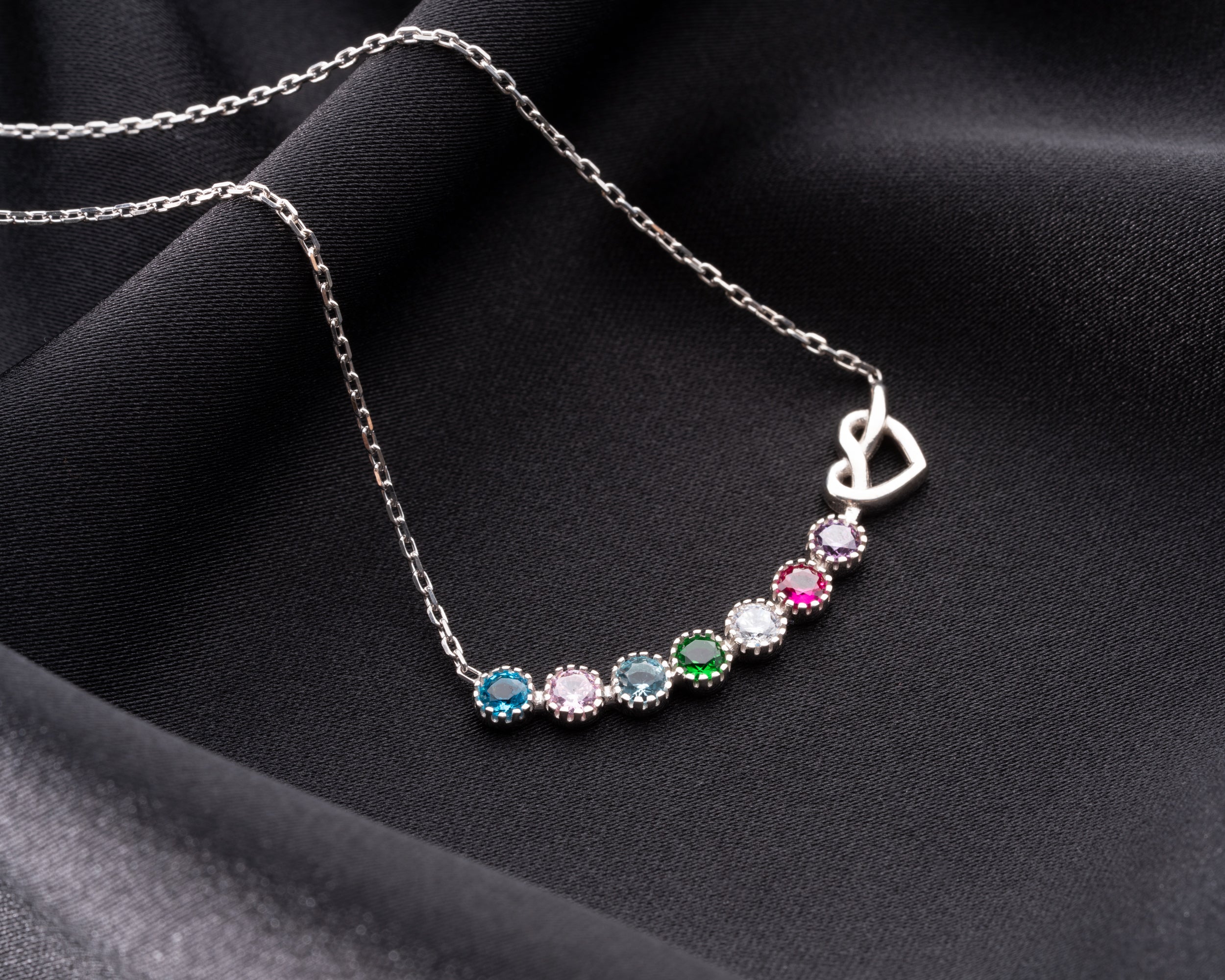 Custom Heart Knot Birthstone Necklace