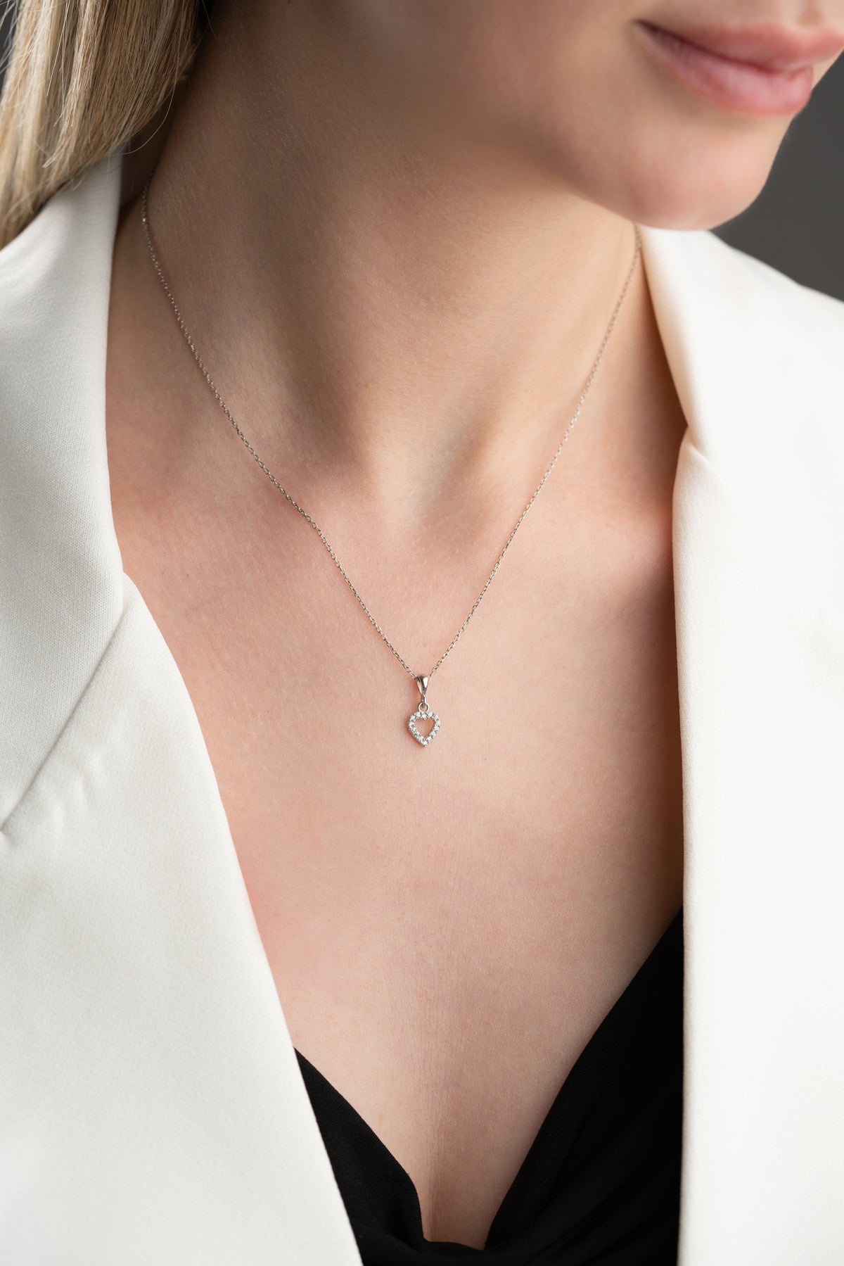 Petite Open Heart Pendant Necklace