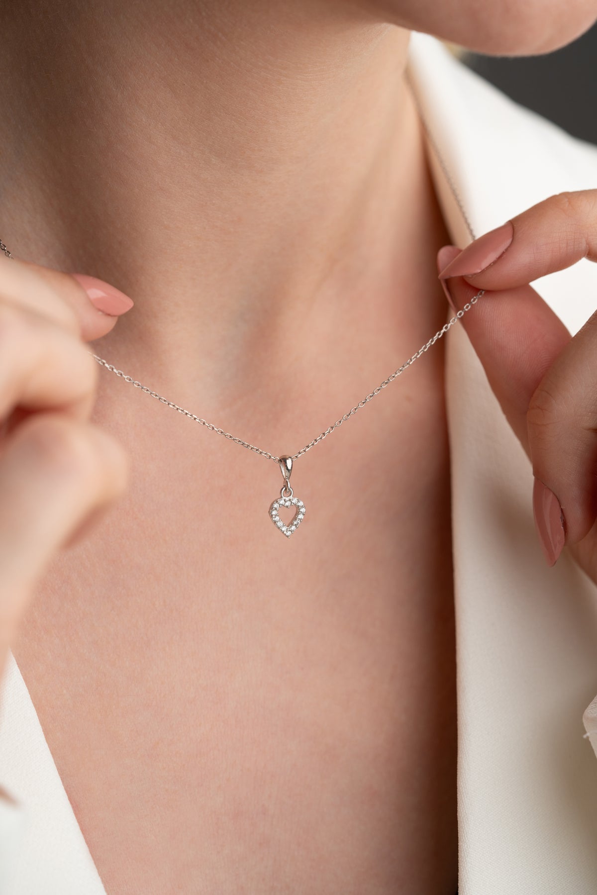 Petite Open Heart Pendant Necklace