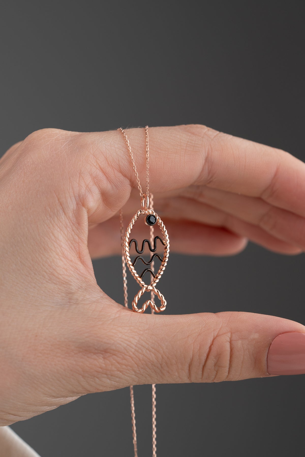 Rose Gold Fish Pendant Necklace