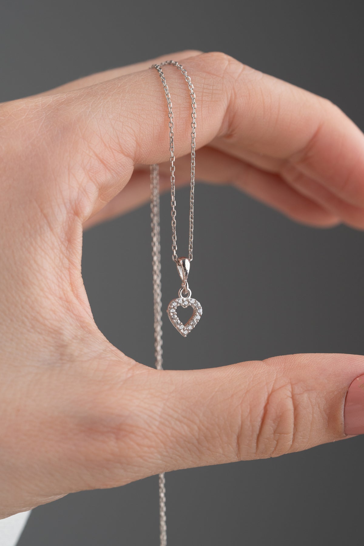 Petite Open Heart Pendant Necklace