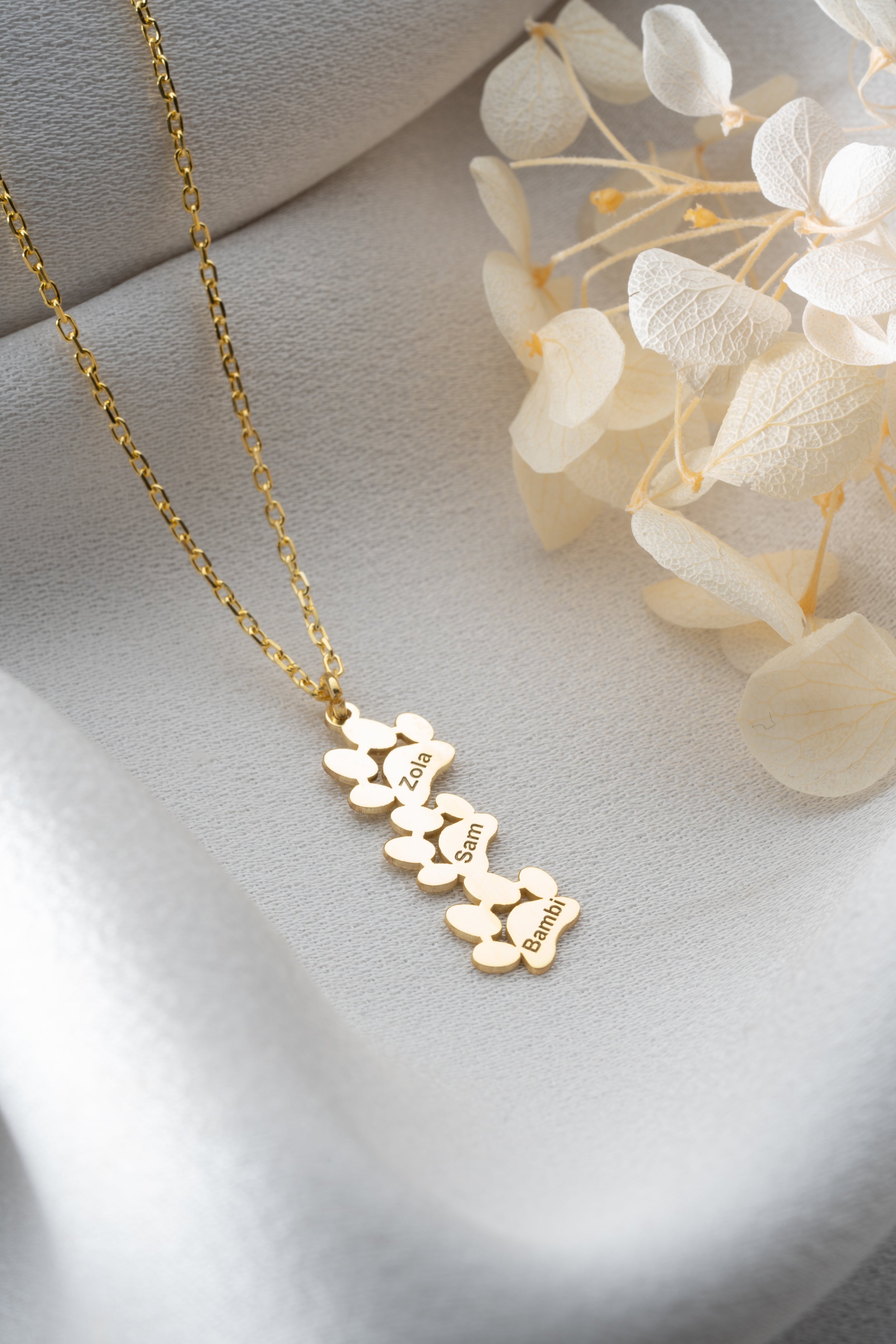 Custom Multi Pet Paw Necklace