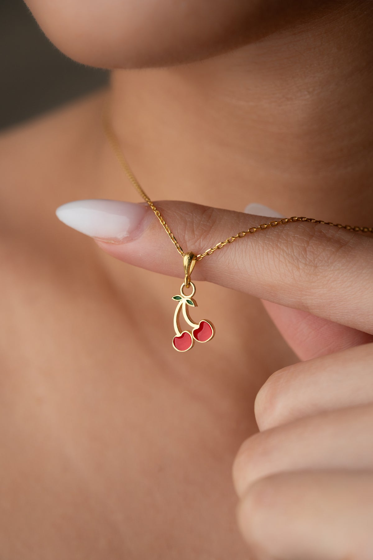 Red Cherry Charm Pendant Necklace