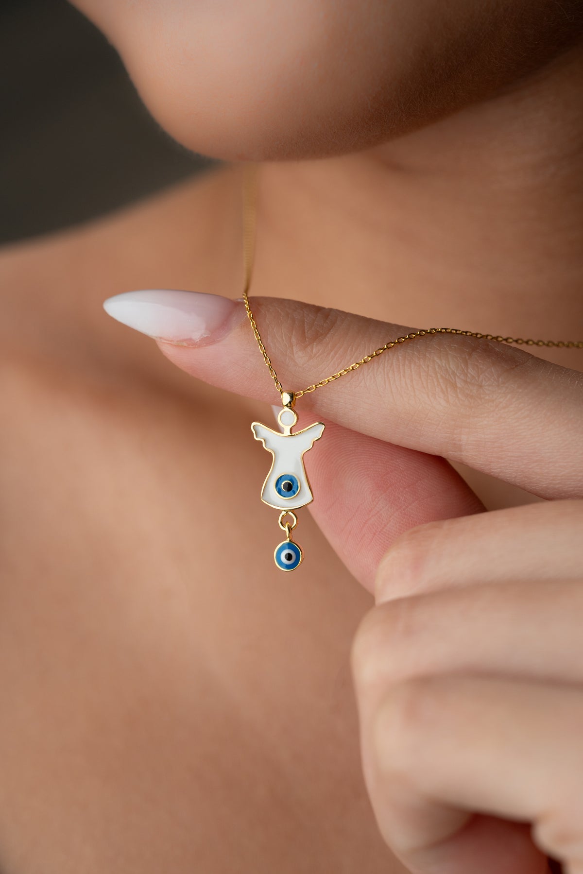 Guardian Angel Evil Eye Necklace
