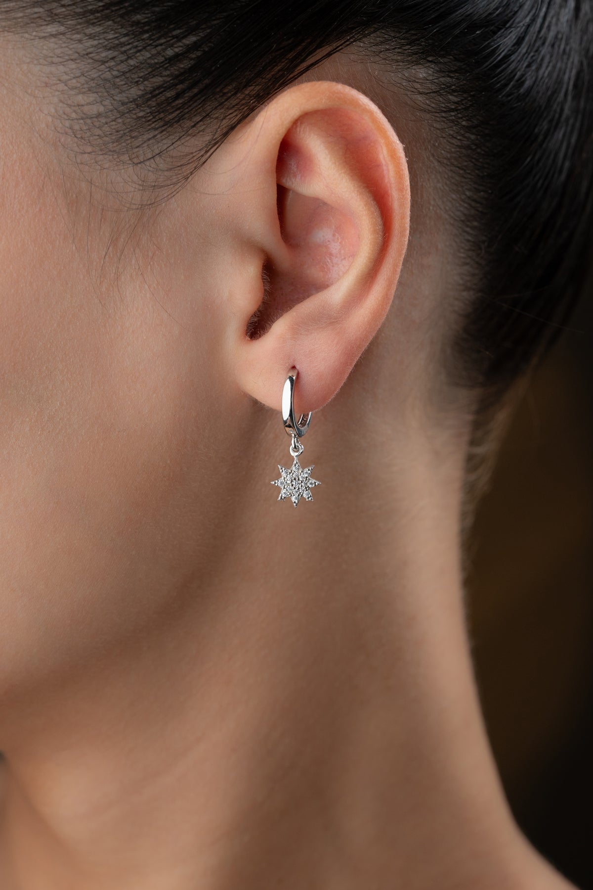 Pave Crystal Star Huggie Earrings
