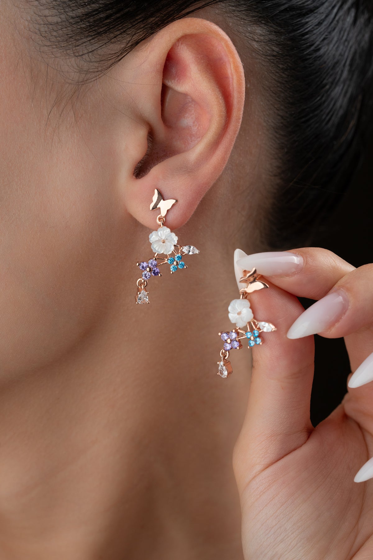 Mother of Pearl Flower Cluster Earrings