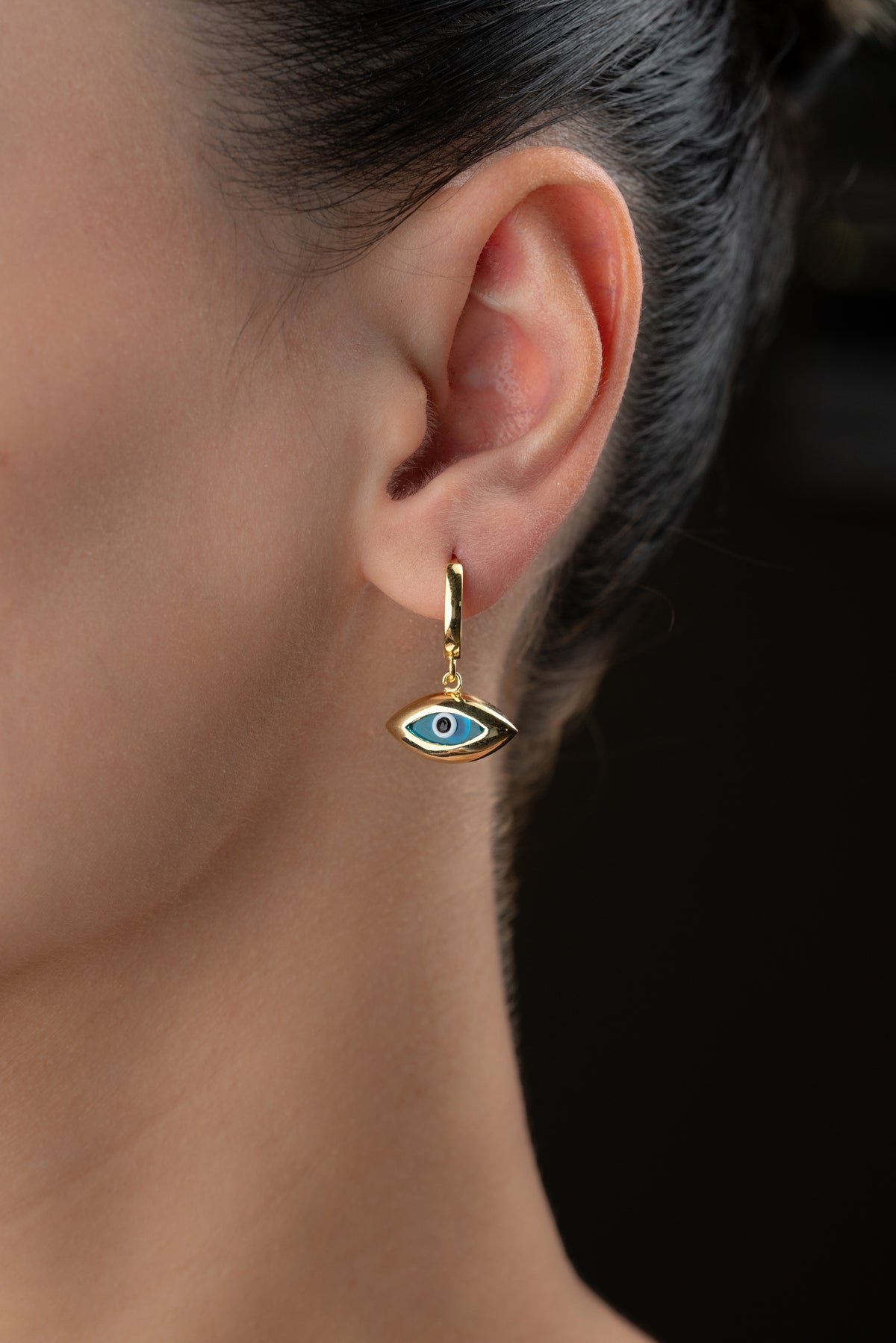 Evil Eye Charm Hoop Earrings