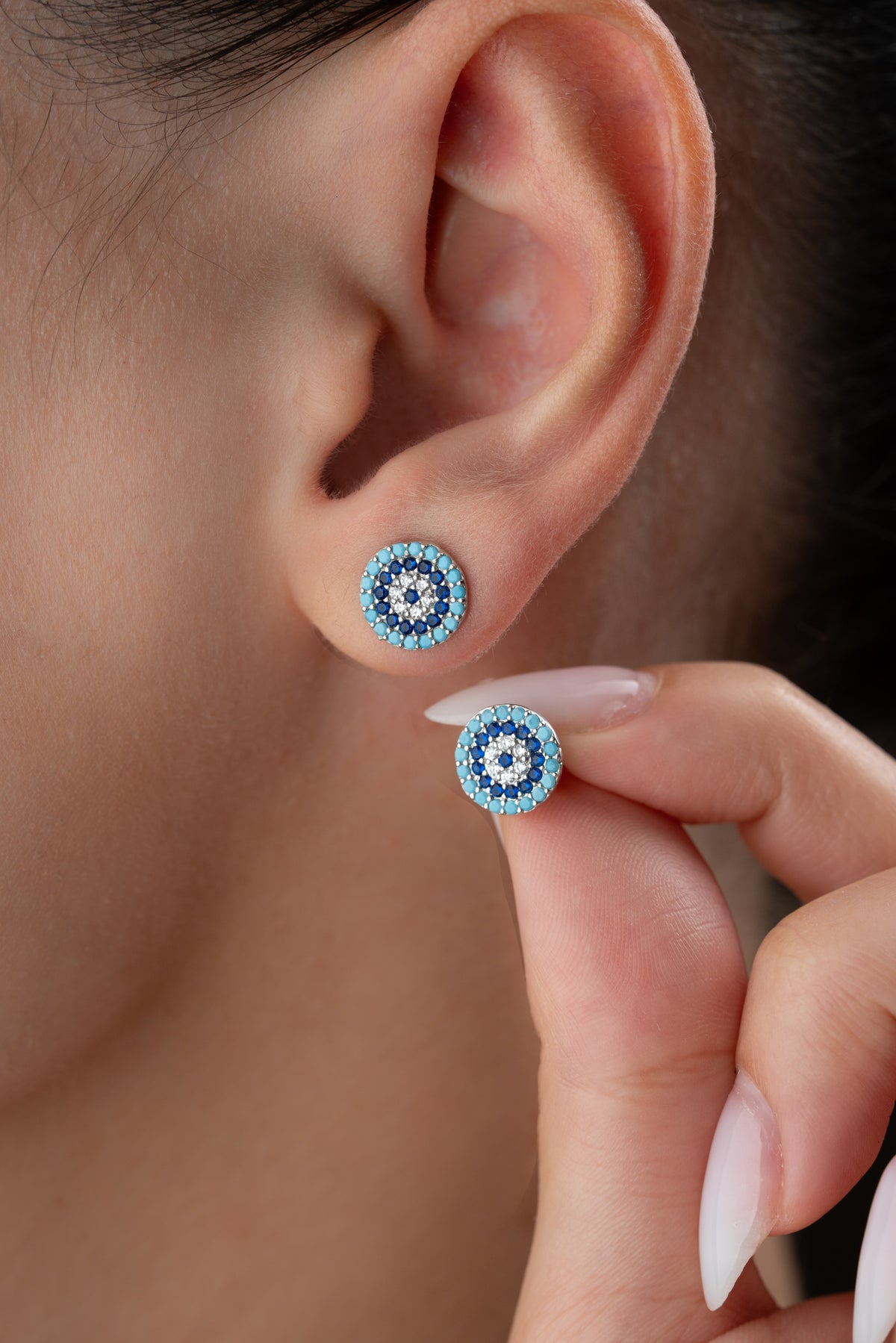 Evil Eye Pave Stud Earrings