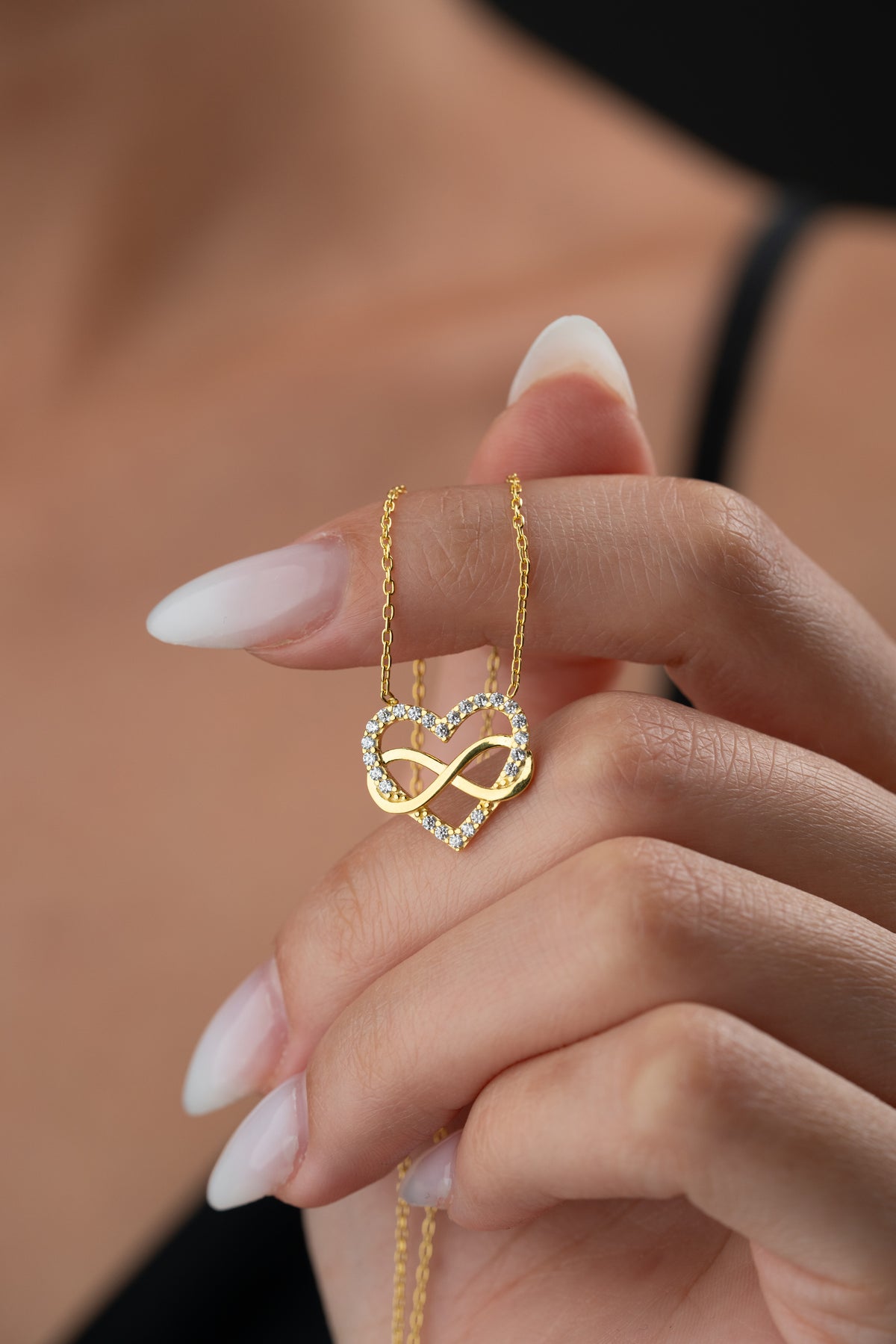 Pave Infinity Heart Necklace in Gold