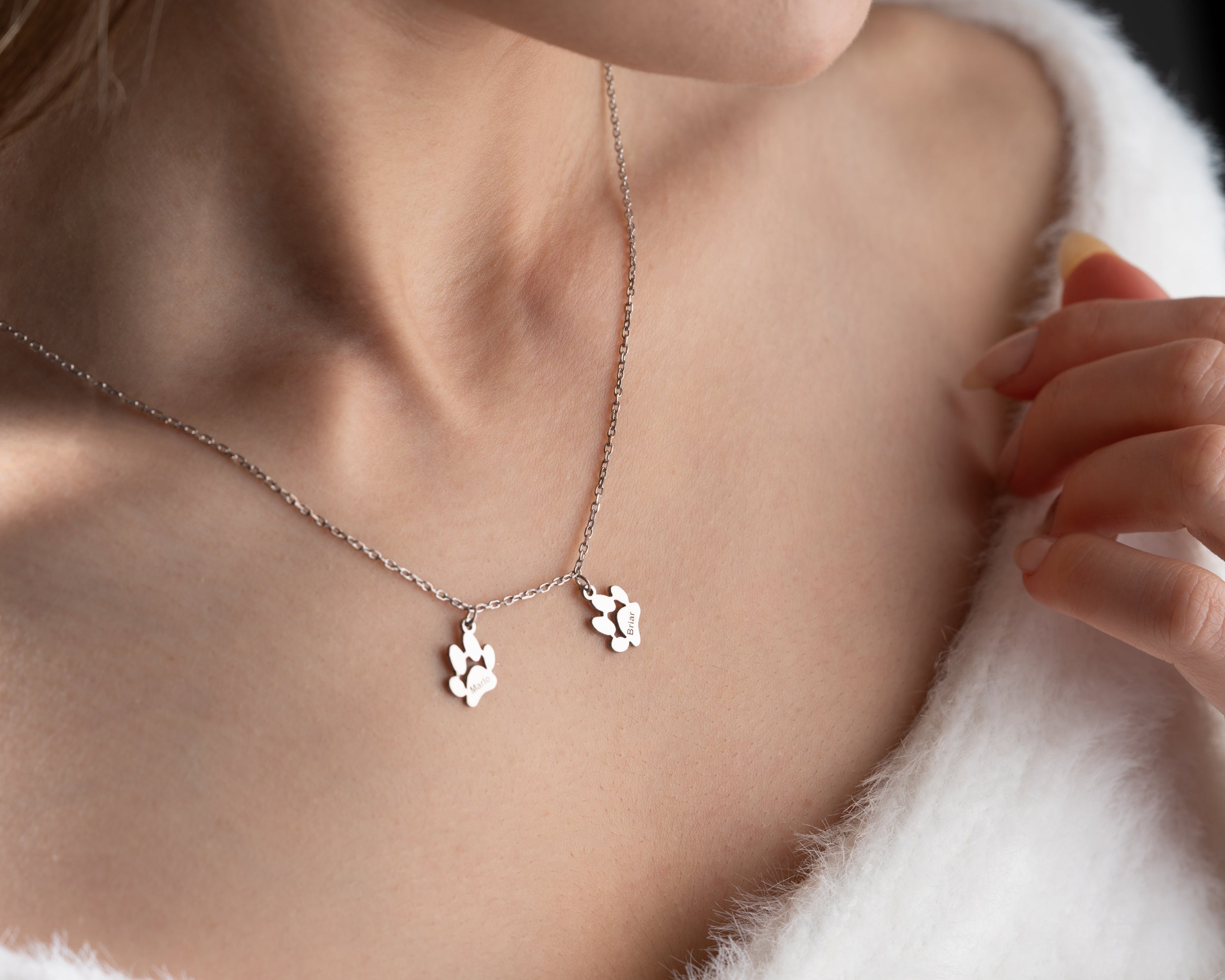 Personalized Pet Paw Print Necklace