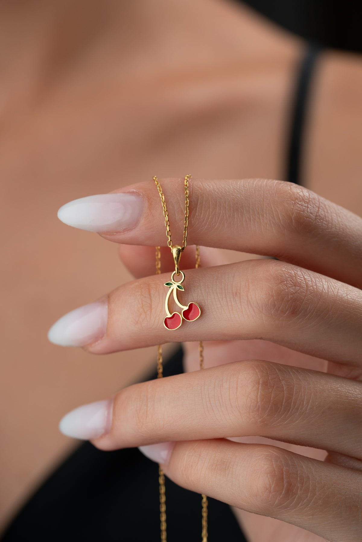 Red Cherry Charm Pendant Necklace