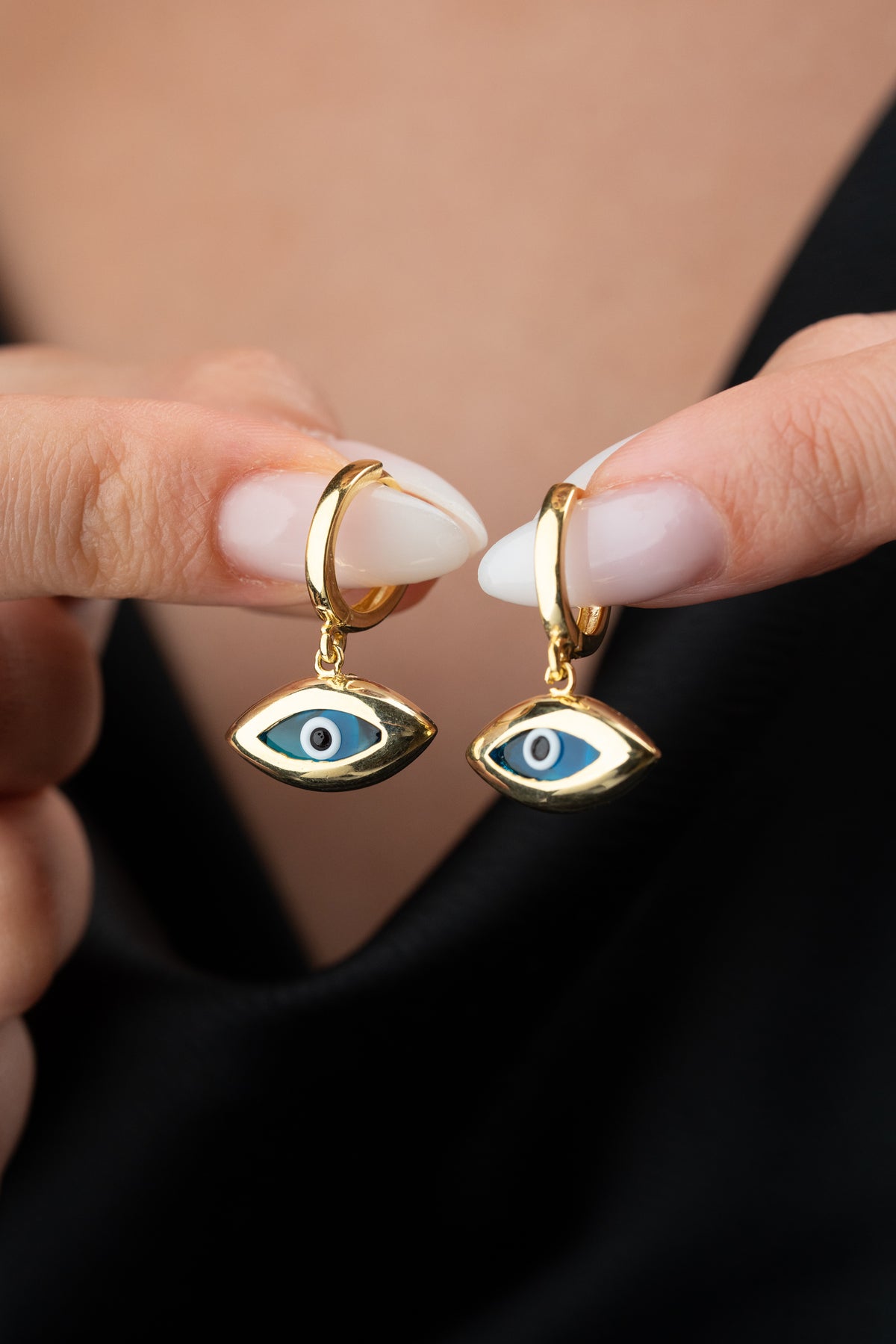 Evil Eye Charm Hoop Earrings