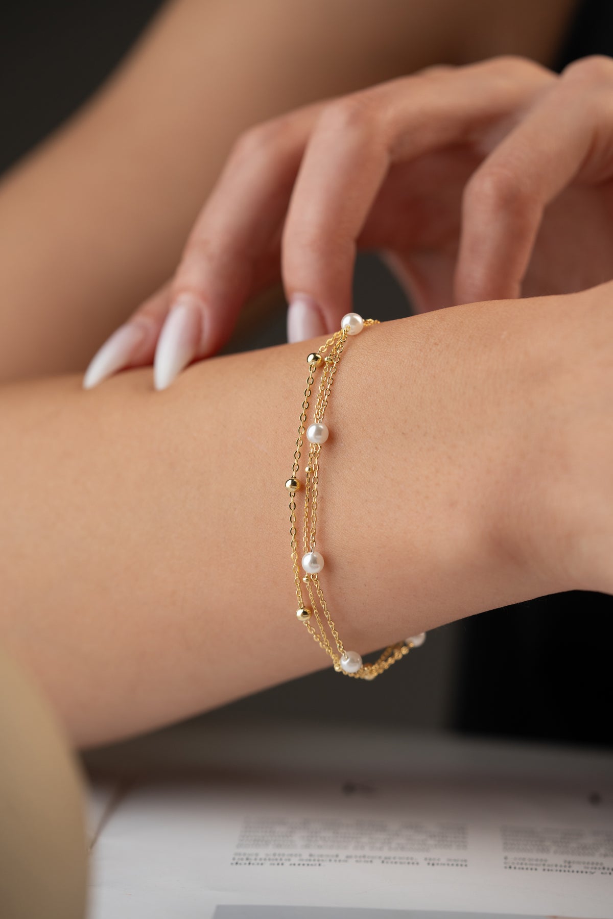 Pearl Trio Chain Bracelet