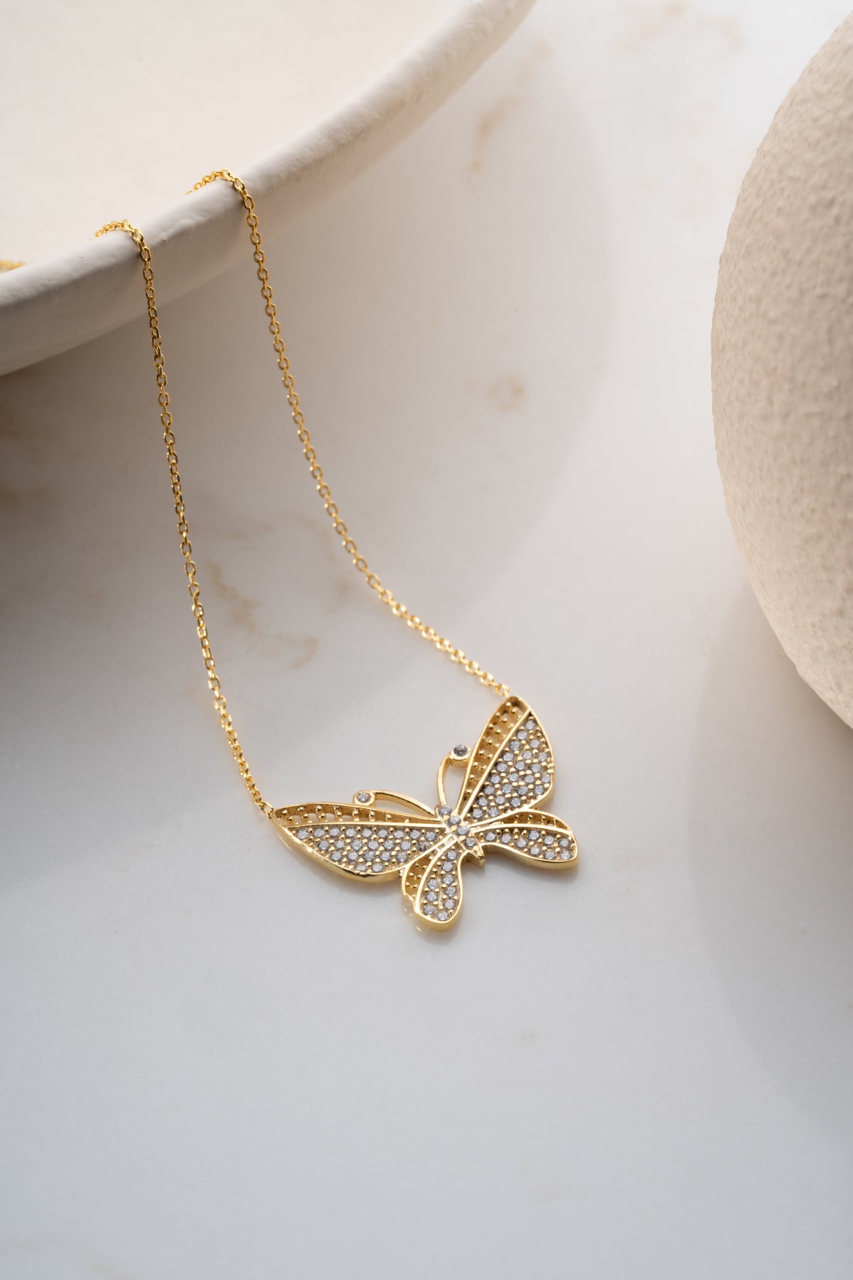 Pave Crystal Butterfly Pendant Necklace