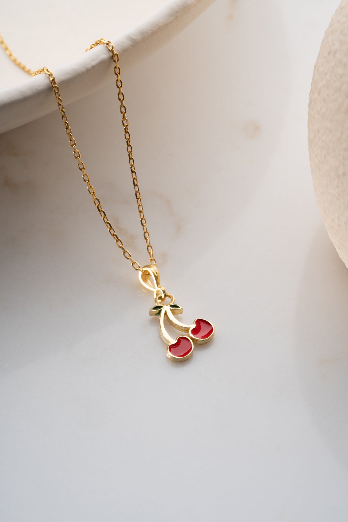 Red Cherry Charm Pendant Necklace