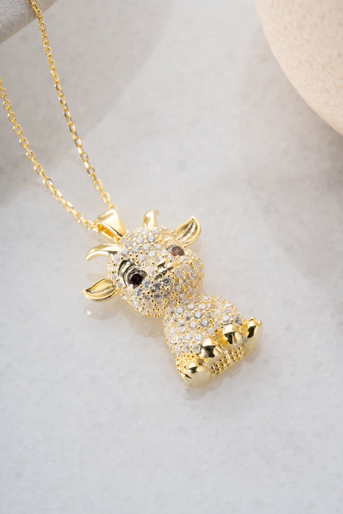 Pave Crystal Baby Goat Pendant Necklace