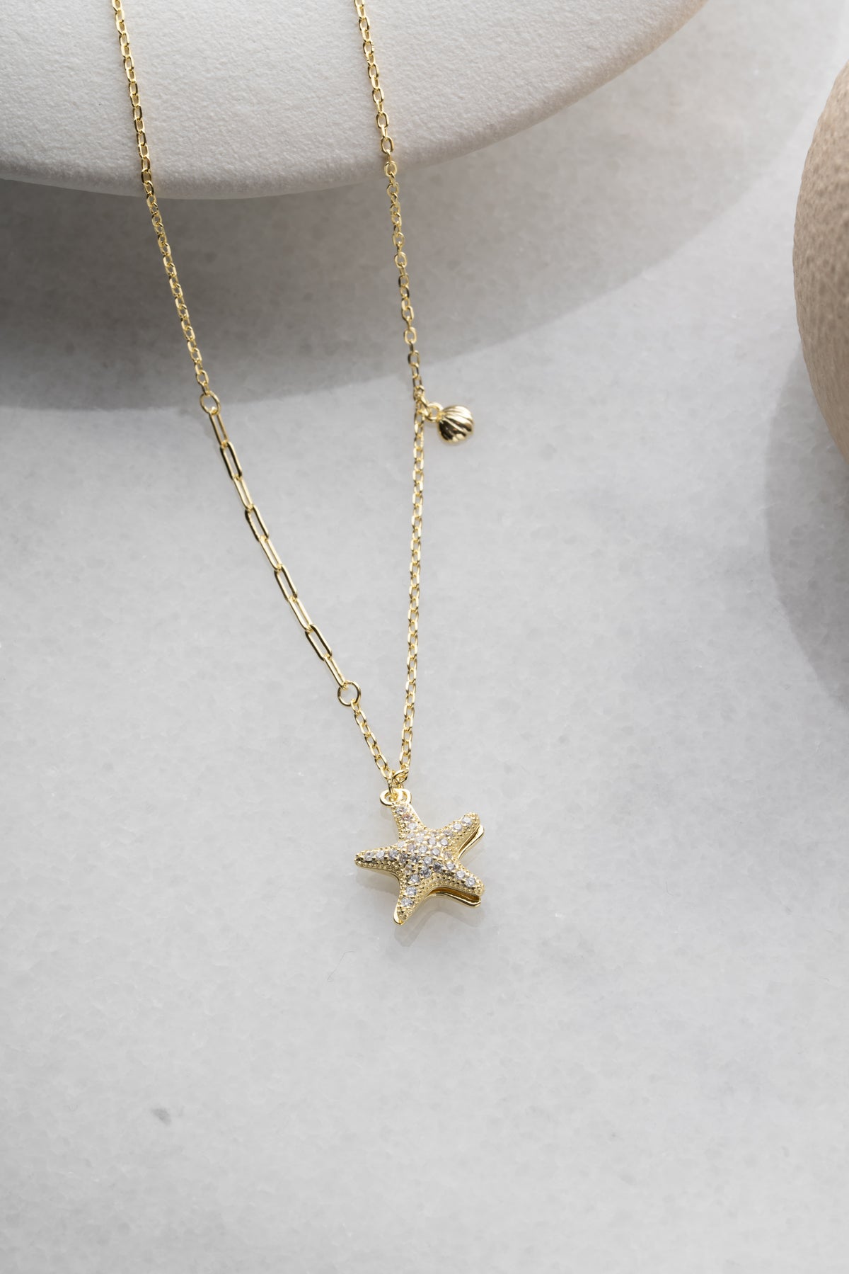 Starfish Pearl Shell Charm Necklace
