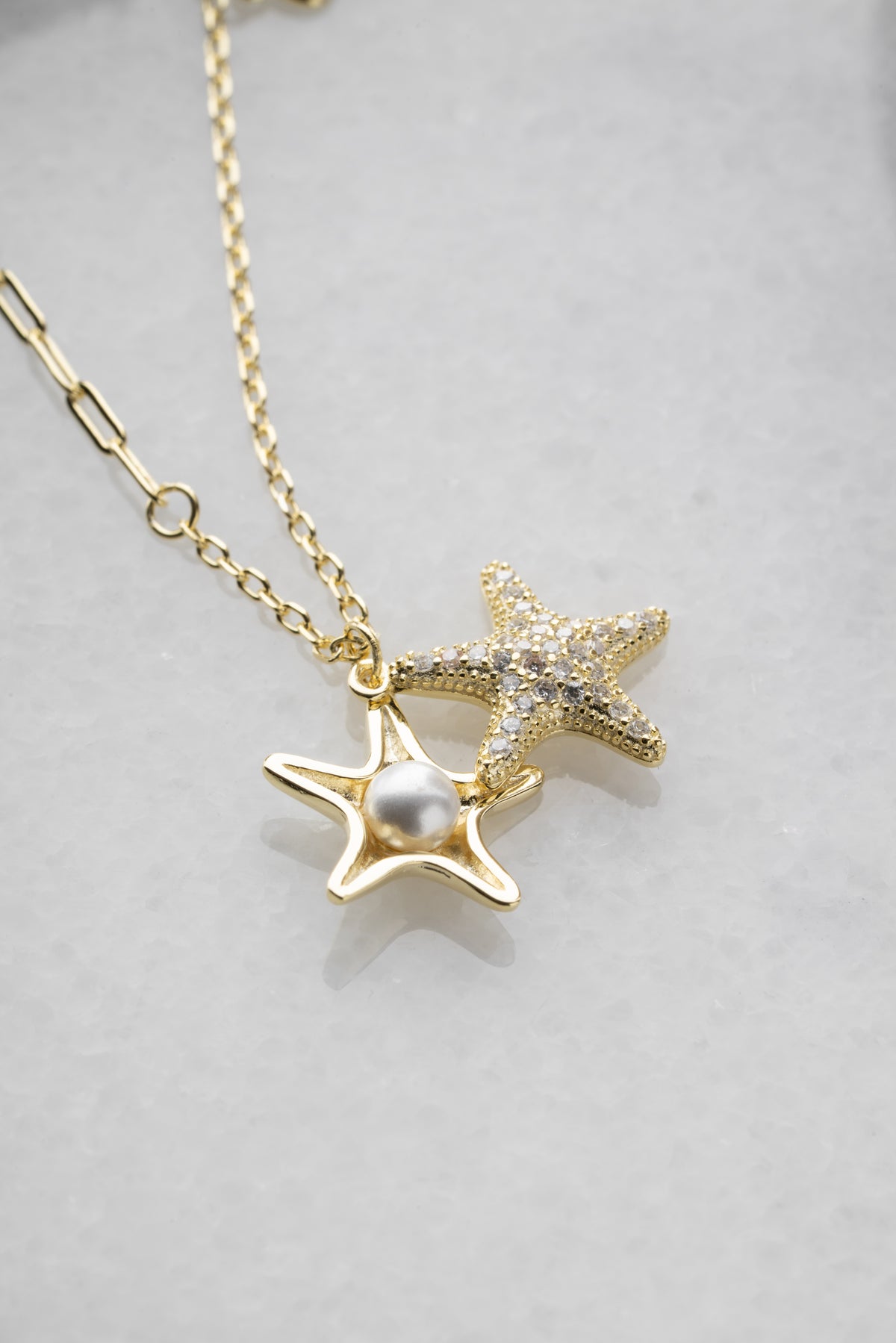 Starfish Pearl Shell Charm Necklace