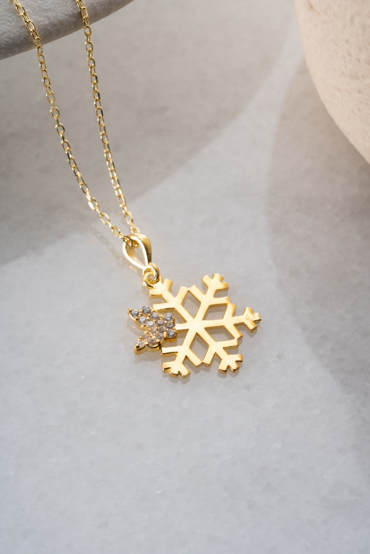 Crystal Accent Snowflake Pendant Necklace