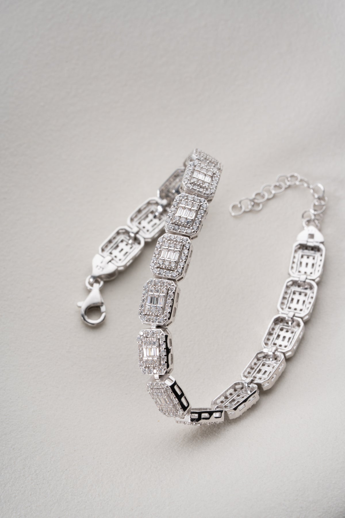 Baguette Halo Link Tennis Bracelet