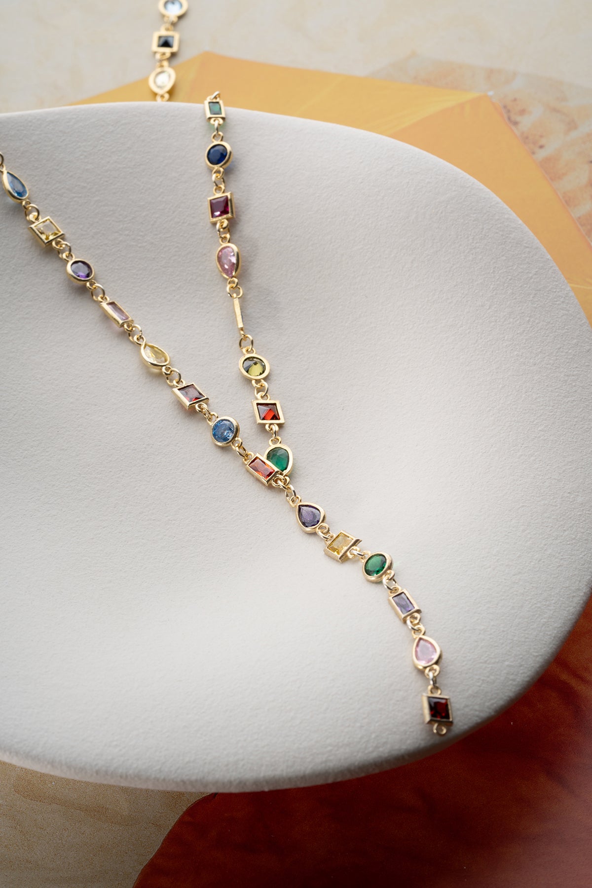 Mixed Gemstone Y Lariat Necklace