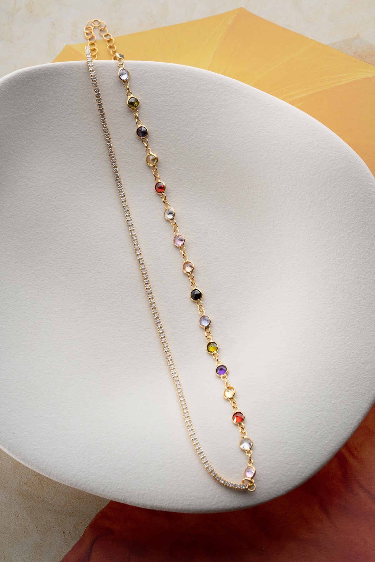 Layered Crystal Rainbow Gemstone Necklace