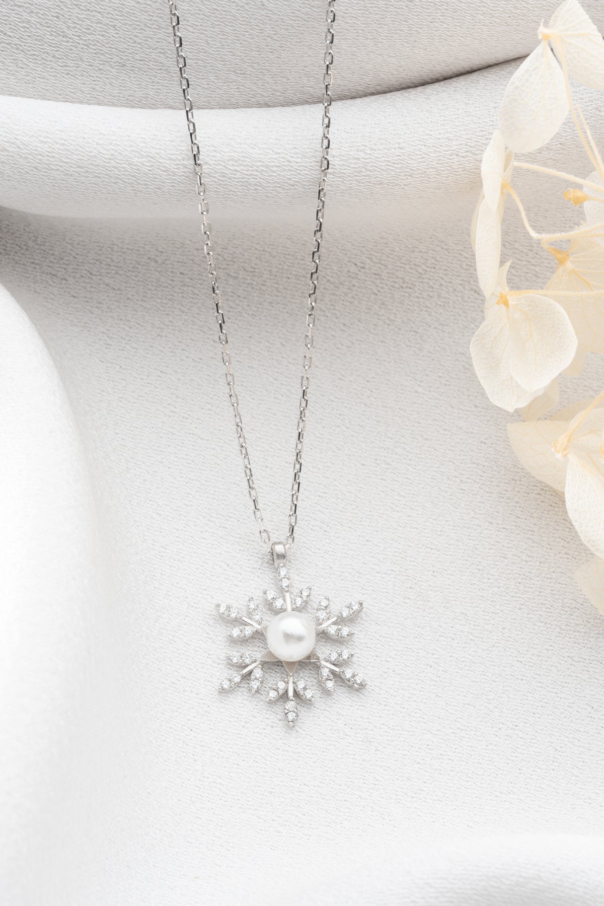 Pearl Snowflake Pendant Necklace
