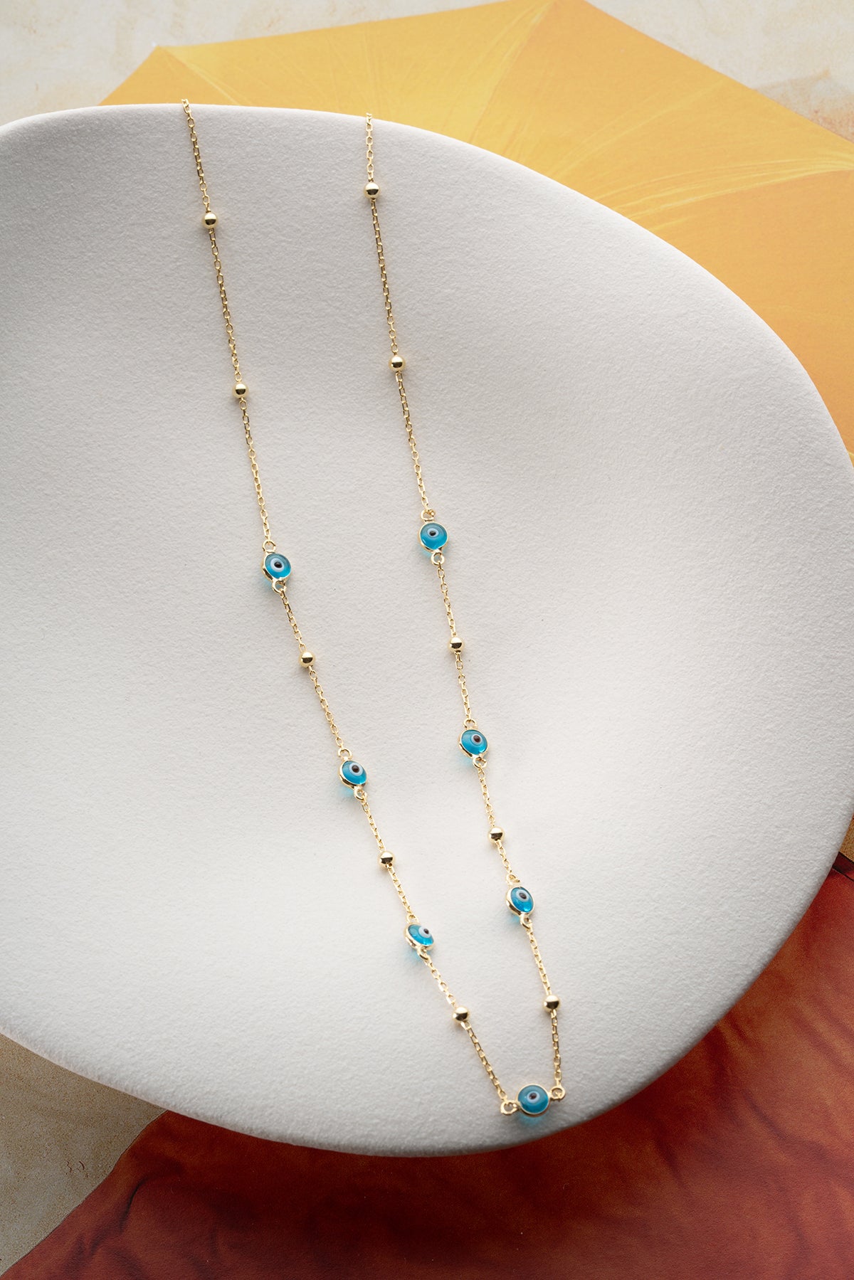 Gold Evil Eye Station Necklace