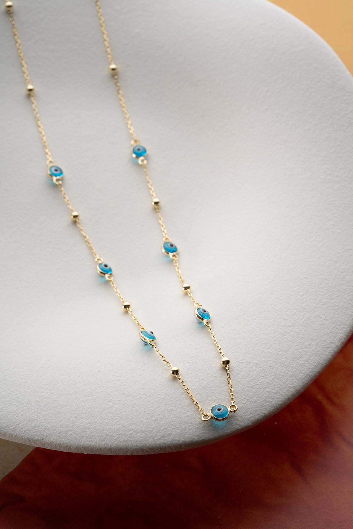 Gold Evil Eye Station Necklace