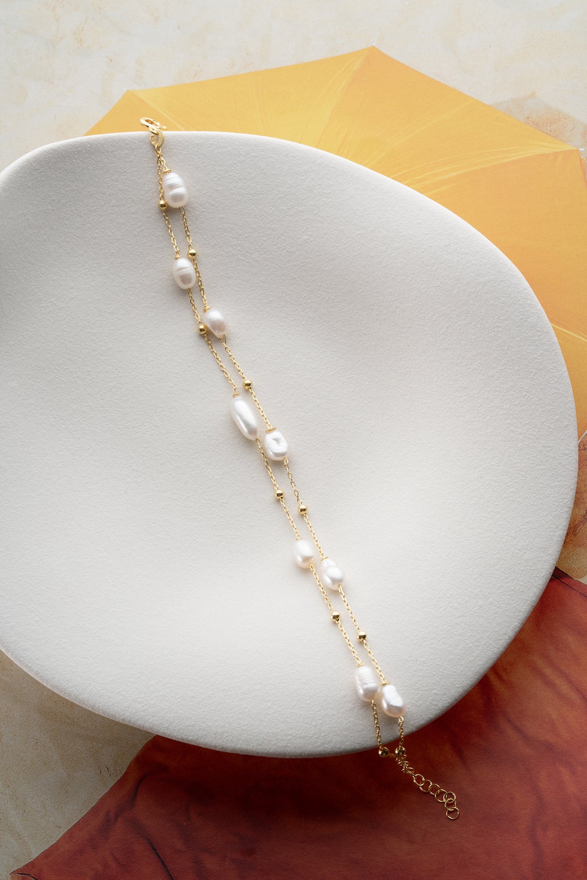 Baroque Pearl Chain Bracelet in Gold